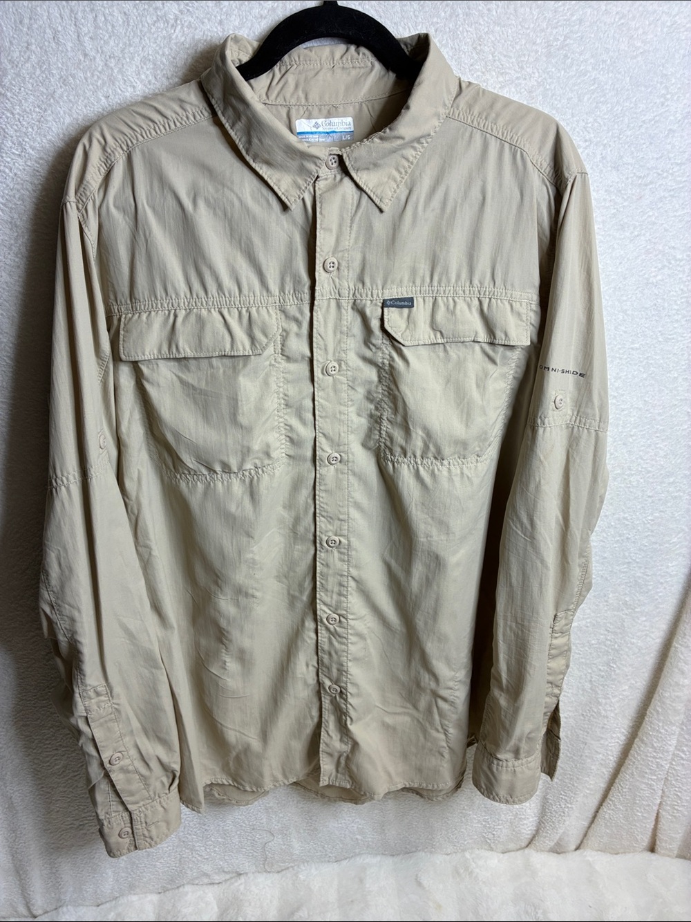 Columbia Lightweight Beige Button-Up Outdoor Shirt Jacket